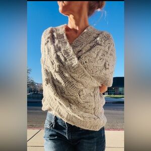 Cozy Gray Cable Knit Sweater Anthropologie Sleeping on Snow